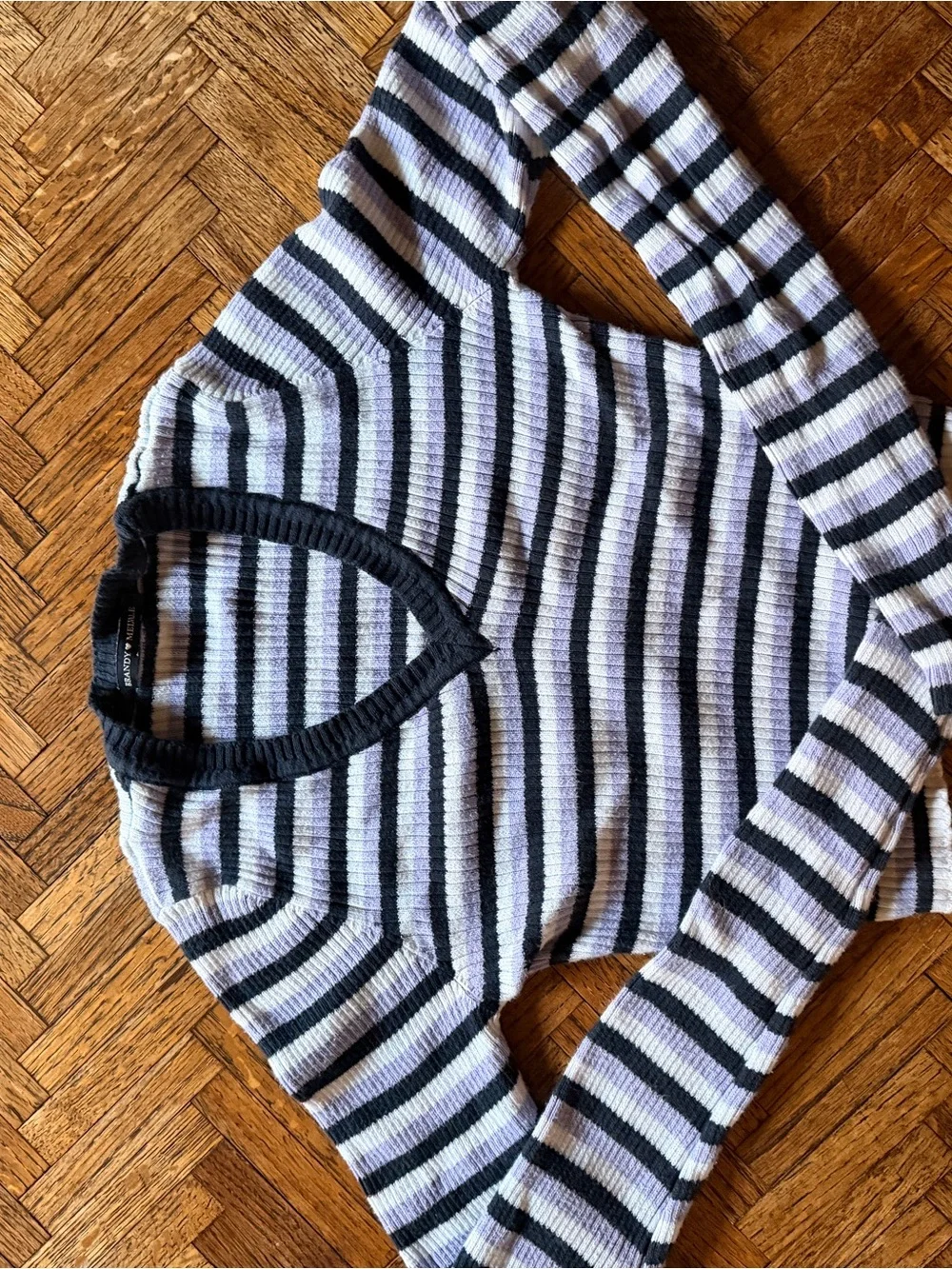 Brady Melville Striped V-Neck Crop Top